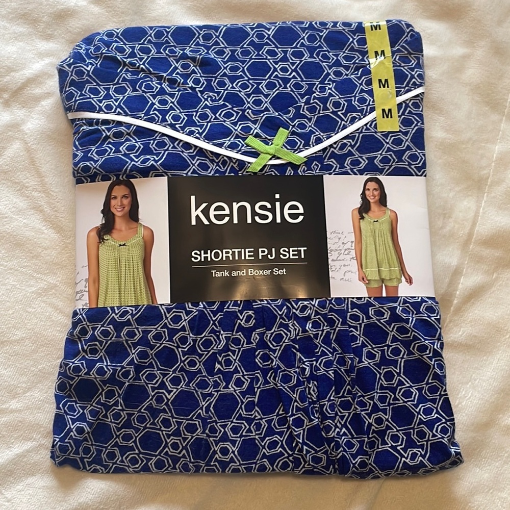 NWT Kensie Blue Circle Geo Tank and Boxer Shortie PJ Set size M